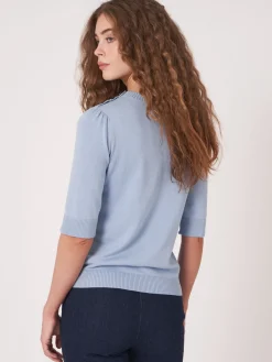Kurzarm-Pullover Aus Baumwollmischung