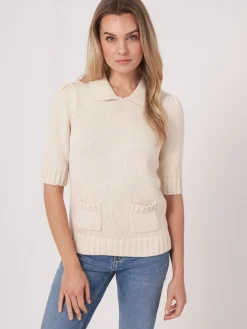 Kurzarm-Pullover Aus Größem Rippenstrick