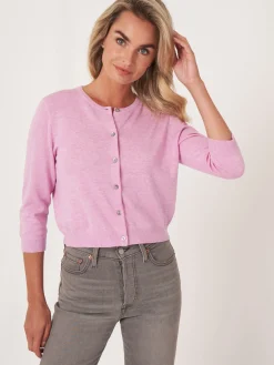 Kurzer Cardigan Mit Rundhalsausschnitt Aus Organischer Baumwollmischung