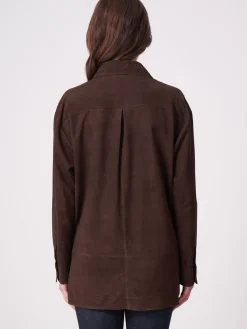 Lange Hemd-Bluse Aus Wildleder