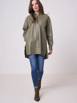 Lange Lederbluse