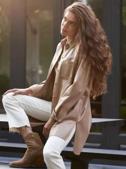 Lange Lederbluse