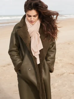 Langer Leder Shearling Wende-Mäntel