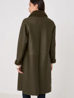 Langer Leder Shearling Wende-Mäntel