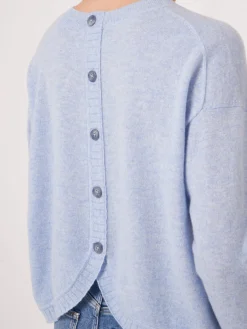 Lassiger Bio-Kaschmir-Pullover Mit Geknopftem Rucken