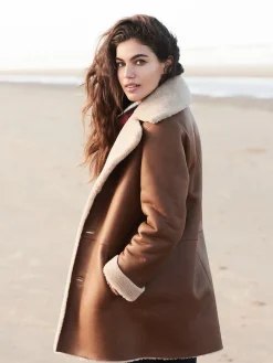 Leder Shearling Mäntel Mit Wendefunktion