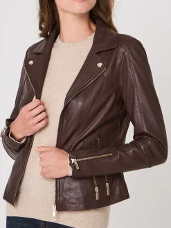 Leder-Bikerjacke