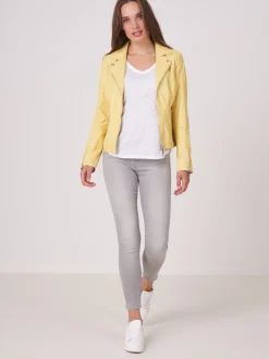 Leder-Bikerjacke