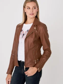 Leder-Bikerjacke