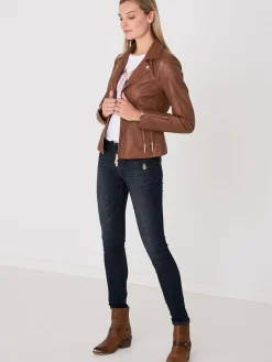 Leder-Bikerjacke