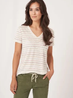 Leinen T-Shirt Mit Glitzer-Streifen