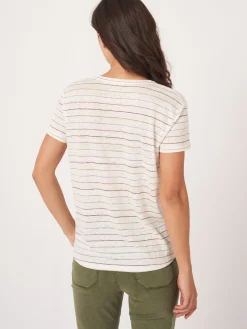Leinen T-Shirt Mit Glitzer-Streifen
