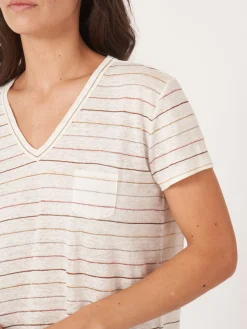 Leinen T-Shirt Mit Glitzer-Streifen