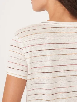 Leinen T-Shirt Mit Glitzer-Streifen