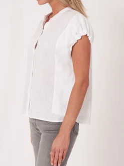 Leinenbluse Mit Kordelzug Am Armlocher