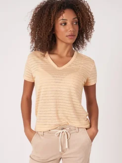 Leinen-T-Shirt Mit Lurex-Streifen