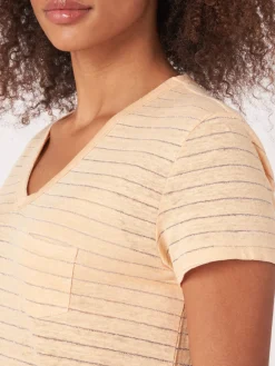 Leinen-T-Shirt Mit Lurex-Streifen