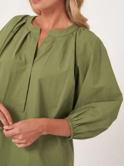 Locker Geschnittene Bluse Mit 3/4 Raglan-Puffarmeln