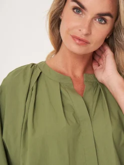 Locker Geschnittene Bluse Mit 3/4 Raglan-Puffarmeln