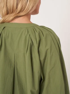 Locker Geschnittene Bluse Mit 3/4 Raglan-Puffarmeln