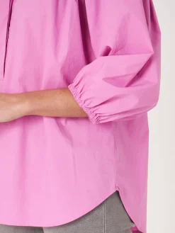 Locker Geschnittene Bluse Mit 3/4 Raglan-Puffarmeln