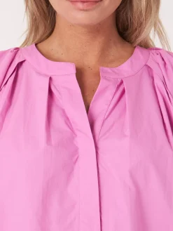 Locker Geschnittene Bluse Mit 3/4 Raglan-Puffarmeln
