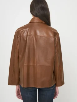 Locker Geschnittene Hemdjacke Aus Leder