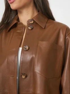 Locker Geschnittene Hemdjacke Aus Leder