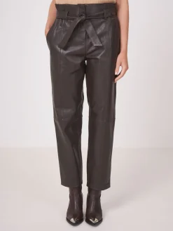Locker Geschnittene Lederhose Mit Taillenband