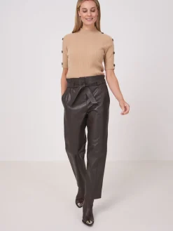 Locker Geschnittene Lederhose Mit Taillenband