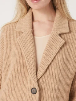 Mittellange Rippstrick-Cardigan Mit Revers Kragen