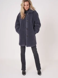 Mittellanger Faux Shearling Mäntel Mit Wendefunktion