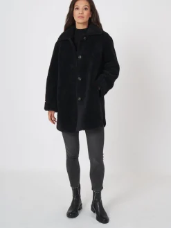 Mittellanger Faux Shearling Mäntel Mit Wendefunktion