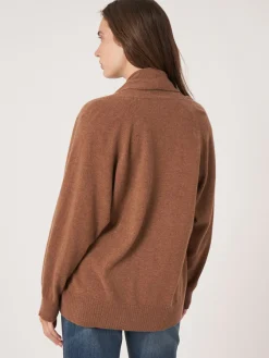 Offene Kaschmir-Strickjacke Mit Schalkragen Und Taschen