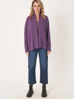 Offene Kaschmir-Strickjacke Mit Schalkragen Und Taschen