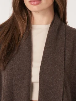 Offene Kaschmir-Strickjacke Mit Schalkragen Und Taschen
