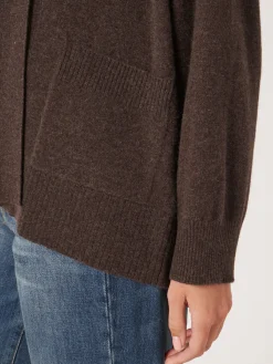 Offene Kaschmir-Strickjacke Mit Schalkragen Und Taschen