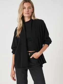 Offene Kaschmir-Strickjacke Mit Schalkragen Und Taschen