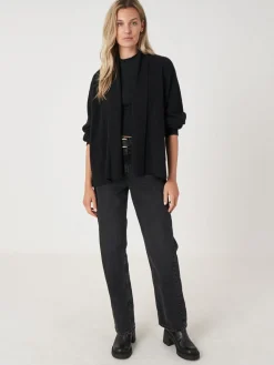 Offene Kaschmir-Strickjacke Mit Schalkragen Und Taschen