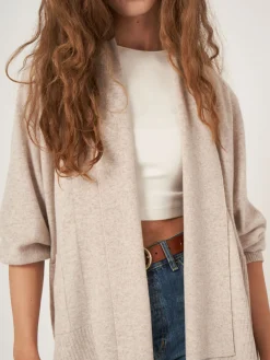 Offene Kaschmir-Strickjacke Mit Schalkragen Und Taschen