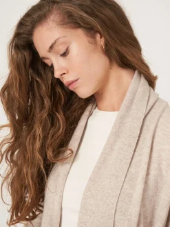 Offene Kaschmir-Strickjacke Mit Schalkragen Und Taschen