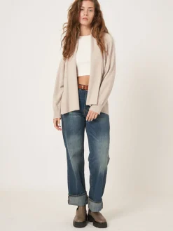 Offene Kaschmir-Strickjacke Mit Schalkragen Und Taschen