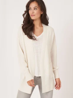 Offene Strickjacke Aus Bio-Kaschmir Mit Feinem Zopfstrickmuster