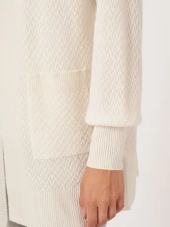Offene Strickjacke Aus Bio-Kaschmir Mit Feinem Zopfstrickmuster