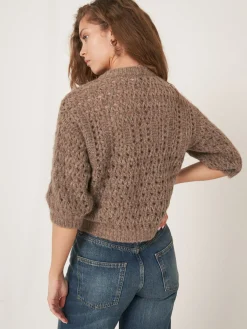 Offener Ajour-Strickpulli