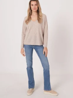 Oversized Bio-Kaschmir-Pullover Mit V-Ausschnitt