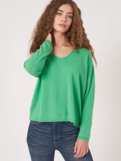 Oversized Bio-Kaschmir-Pullover Mit V-Ausschnitt