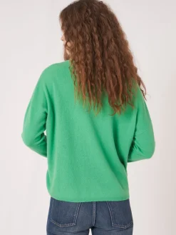Oversized Bio-Kaschmir-Pullover Mit V-Ausschnitt