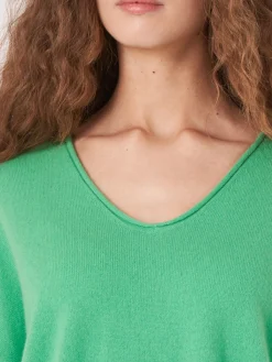 Oversized Bio-Kaschmir-Pullover Mit V-Ausschnitt
