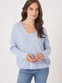 Oversized Bio-Kaschmir-Pullover Mit V-Ausschnitt
